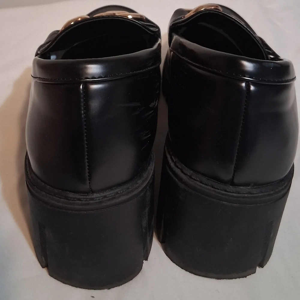 Black Chunky Platform Chain Loafers – Women’s Size 10 TINSTREE Grunge Y2k Trendy